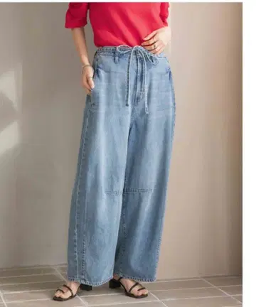 LOWRYS FARM 이지 배럴 데님 팬츠