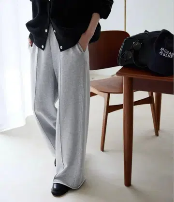 SLOBE IENA 그레이 맨투맨 와이드 팬츠 38