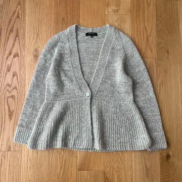 유나이티드 애로우즈 페플럼 A라인 V넥 모헤어 혼방 가디건