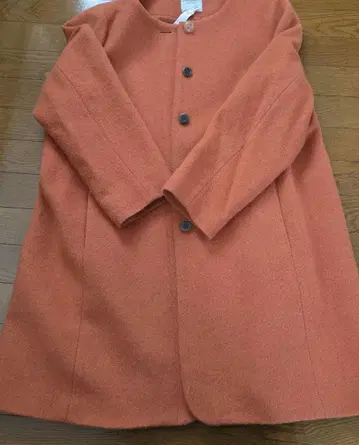 오렌지 롱 코트 긴팔 심플