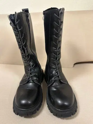 블랙 밀리터리 부츠 통굽 레이스업