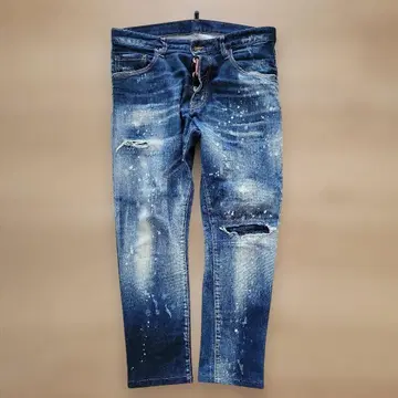 DSQUARED2 스케이터 화이트 페인트 48 스키니 데님