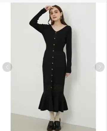 크로셰 밑단 니트 원피스 블랙 2way