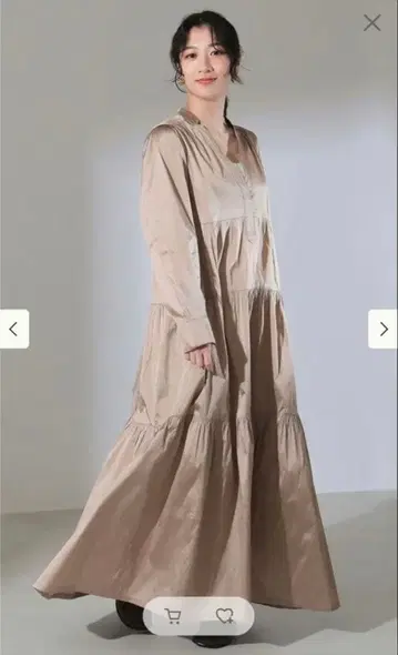 누키테파 티어드 롱 슬리브 드레스 원피스 베이지