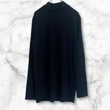블랙 긴팔 T셔츠 터틀넥 심플 무지 코튼 혼방 L