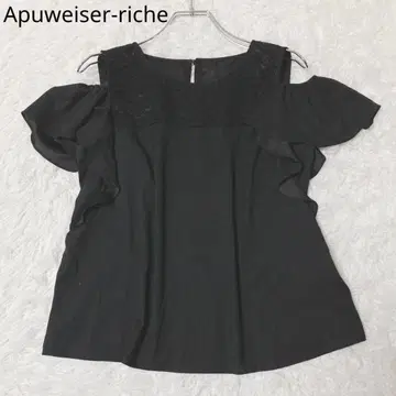 아푸와이저 리셰 블라우스 프릴 슬리브 레이스 블랙 사이즈 2