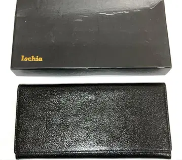 미사용품 Ischia 천연 가죽 장지갑 가죽 블랙 박스 포함 고급품