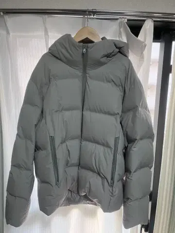 UNIQLO 심리스 다운 후드티 XL 라이트 그레이