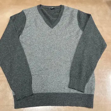 TAKASHIMAYA 그레이 V넥 니트 M 캐시미어 타카시마야