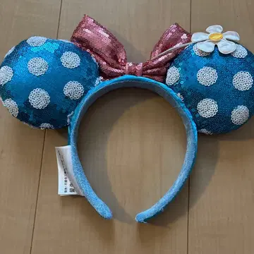 해외 디즈니 스팽글 머리띠 스카이블루 도트
