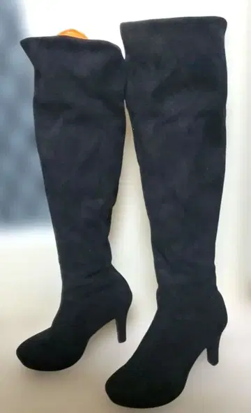 스웨이드풍 니하이 부츠 L 사이즈 블랙 롱 부츠