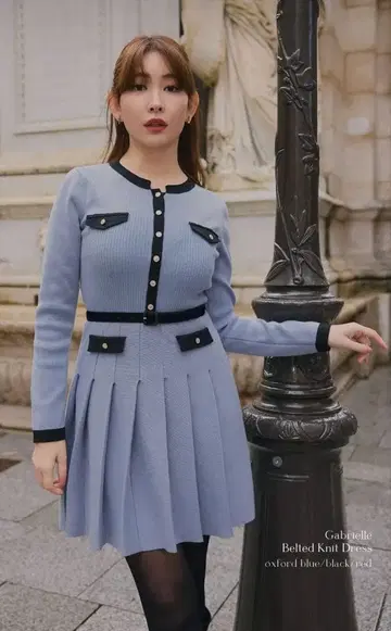 Gabrielle Belted Knit Dress - black / S