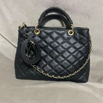 MODE.FOURRUE 퀼팅백 블랙 뜨개질 핸들 3way