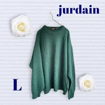Jurdain 니트 스웨터 그린 U넥 긴팔 L 사이즈 체형 커버