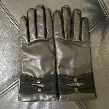 블랙 가죽 장갑 M 사이즈 리본 포함