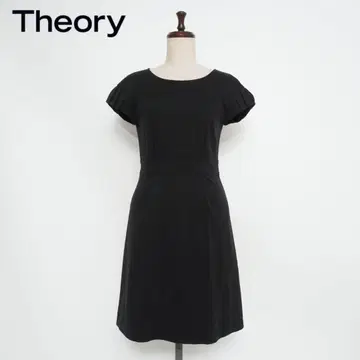 띠어리 프렌치 슬리브 니트 원피스 U넥 코튼 블랙0*HD602