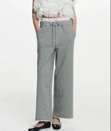 Bibiy. 그레이 와이드 레그 스웨트 팬츠 M