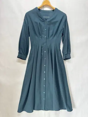 ANAYI 아나이 포플린 턱 셔츠 원피스 롱 그린 36