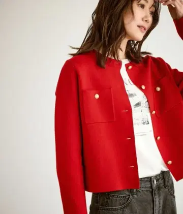 로페피크닉 빨간색 가디건