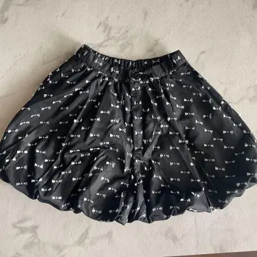 Donoban 블랙 리본 무늬 벌룬 팬츠