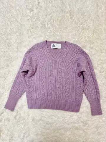 그린 레벨 릴랙싱 해밀턴 라무 울 믹스 편직 니트 보라색