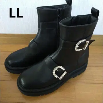 비쥬 장식 블랙 부츠 LL