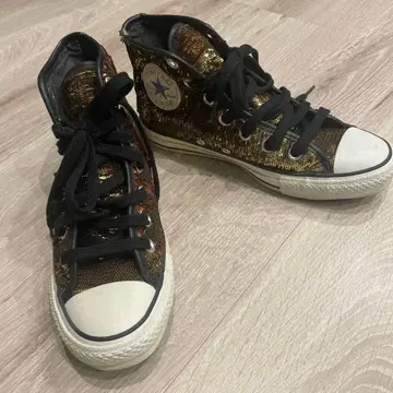 Converse 골드 스팽글 하이컷 스니커즈