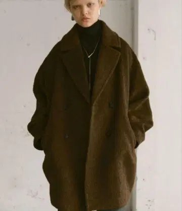 새상품급 HappyJohn 울 블렌드 샤기 코쿤 P 코트 FREE