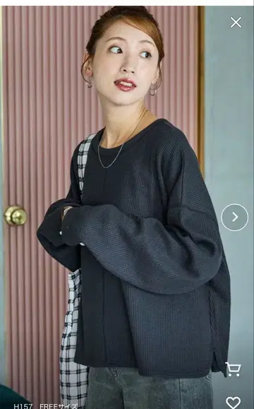 한정판 전개 와플 숏 라운드 크루넥 풀오버