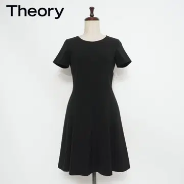 띠어리 반팔 플레어 원피스 U넥 무릎 기장 블랙 블랙 0*HD604