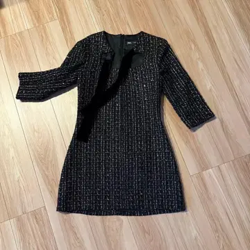 ZARA 7부 소매 트위드 미니 원피스