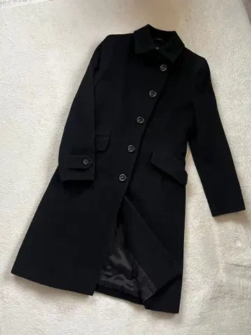 23구 블랙 롱 코트 벨트 포함 사이즈 38
