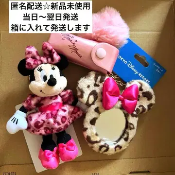 디즈니 미니 레오파드 무늬 표범 무늬 세퍼레이트 립 케이스 봉제 인형 참