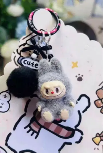 대인기 귀여운 Labubu 키링 Labubu 키링 그레이