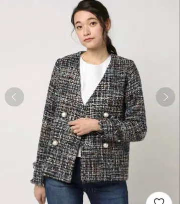 ECLIN 트위드 노카라 자켓