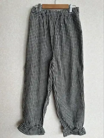 새상품급 사만사 모스모스 체크 밑단 조임 린넨 팬츠 F