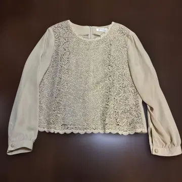 베이지 레이스 긴팔 블라우스 13R