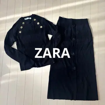 ZARA 블랙 리브 긴팔 상의 & 스커트 세트