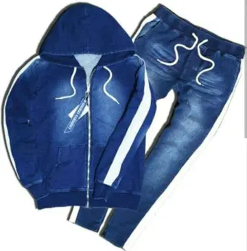 새상품 데님 라인 후드티 & 조거 팬츠 셋업 룸웨어