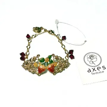 2가지 색상 전개 택 포함 새상품 골드 딸기 모티브 팔찌 엑시즈팜 딸기