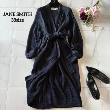 JANESMITH 롱 가디건 네이비 38 면실크