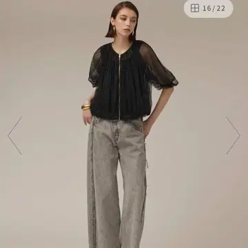 [ Diagram ] 시어 블루종 볼륨 슬리브 집업 블랙