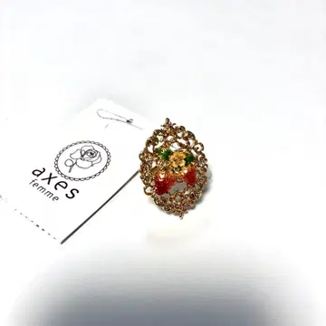 인기 상품 딸기 모티브 반지 프리 사이즈 골드 axesfemme