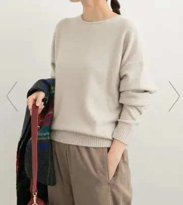 URBAN RESEARCH DOORS 모찌모찌 크루넥 니트 베이지