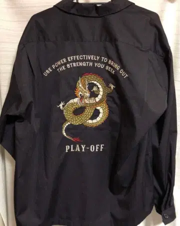 미사용 새상품 드래곤 자수 오픈 카라 셔츠 올 자수