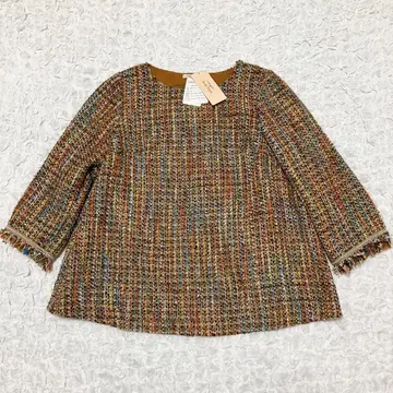 [ 새상품 ] 로즈 티아라 트위드 풀오버 백 플리츠 42