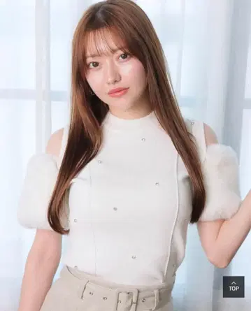 LIP SERVICE 퍼 슬리브 주얼 니트