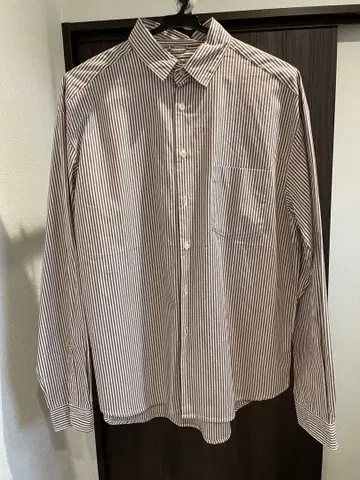 스트라이프 코튼 긴팔 셔츠