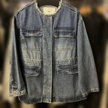 PUAL CE CIN 데님 자켓 프린지 옷깃