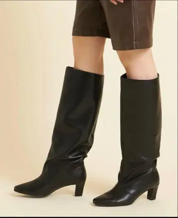 새상품급 오데뜨 앤 오딜 가죽 롱 부츠 루즈 블랙